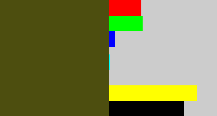 Hex color #4d4e0f - green brown