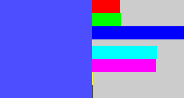 Hex color #4d4eff - purpleish blue