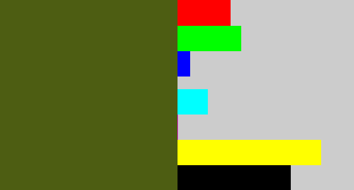 Hex color #4d5d12 - army green