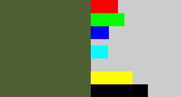 Hex color #4d5f33 - camo green