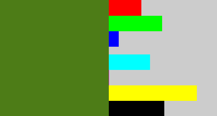 Hex color #4d7c17 - sap green