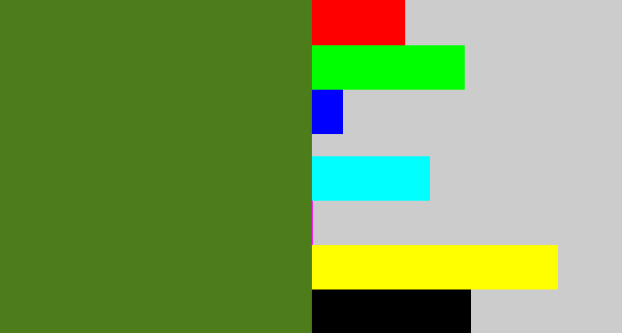 Hex color #4d7c1a - sap green