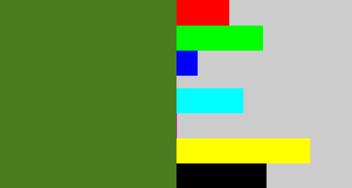 Hex color #4d7c1e - sap green