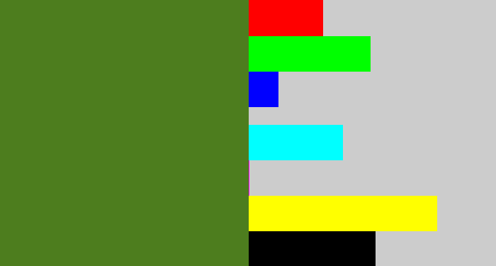 Hex color #4d7d1e - sap green