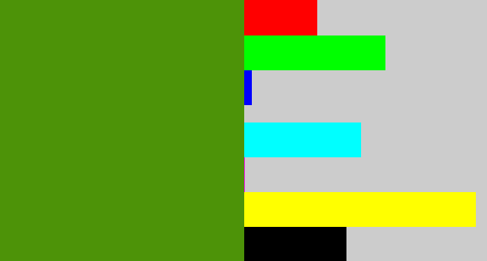 Hex color #4d9308 - grassy green