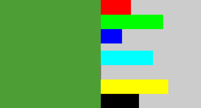 Hex color #4d9f35 - mid green