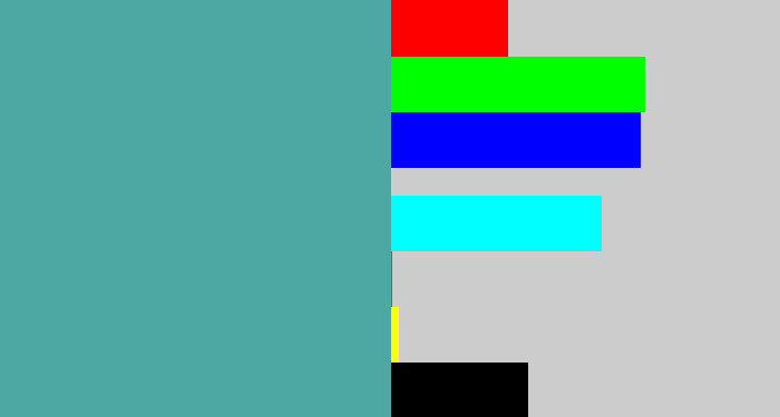 Hex color #4da7a3 - greeny blue