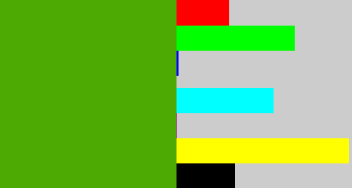 Hex color #4daa03 - lawn green