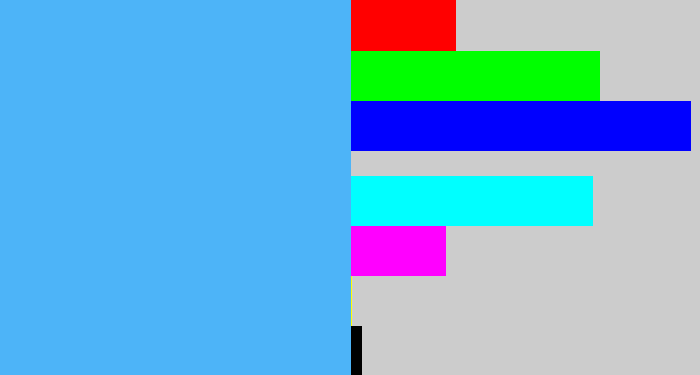 Hex color #4db4f8 - sky blue