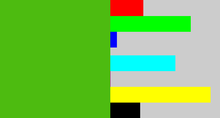 Hex color #4dbb10 - frog green