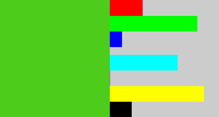 Hex color #4dcc1c - green apple