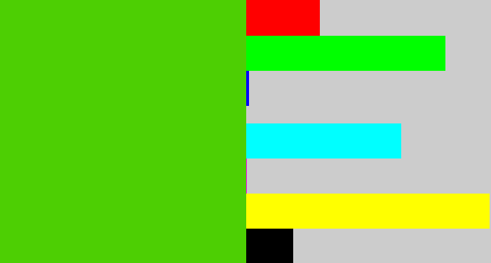 Hex color #4dcf03 - frog green