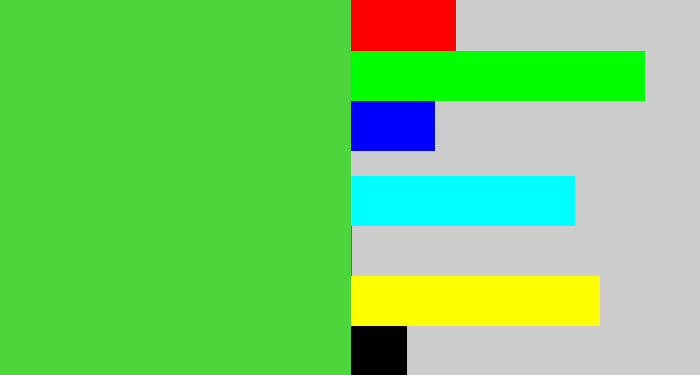 Hex color #4dd53e - toxic green