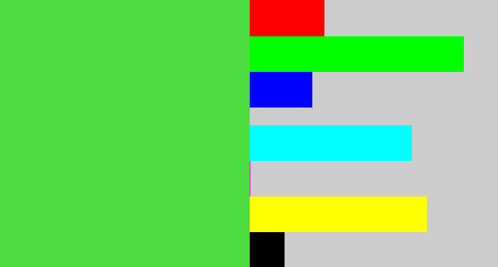 Hex color #4ddc3f - toxic green