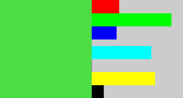 Hex color #4dde45 - fresh green