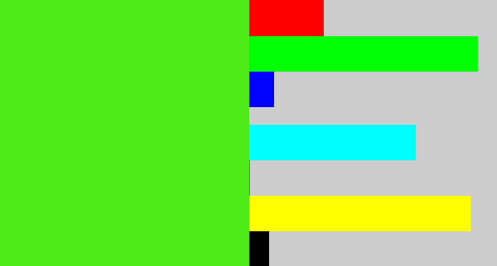 Hex color #4deb1a - poison green
