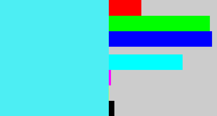 Hex color #4deef3 - bright cyan