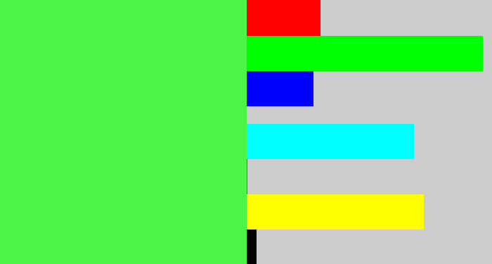 Hex color #4df445 - light neon green
