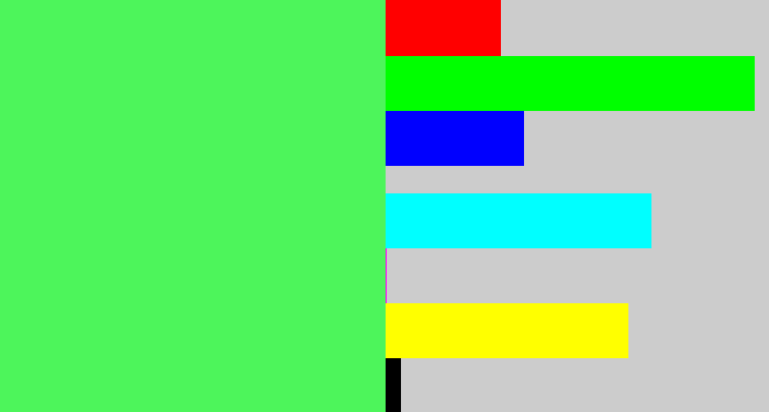 Hex color #4df55b - light neon green
