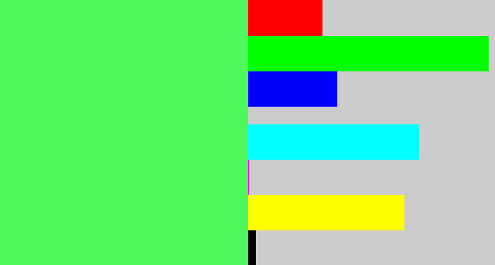 Hex color #4df75c - light bright green