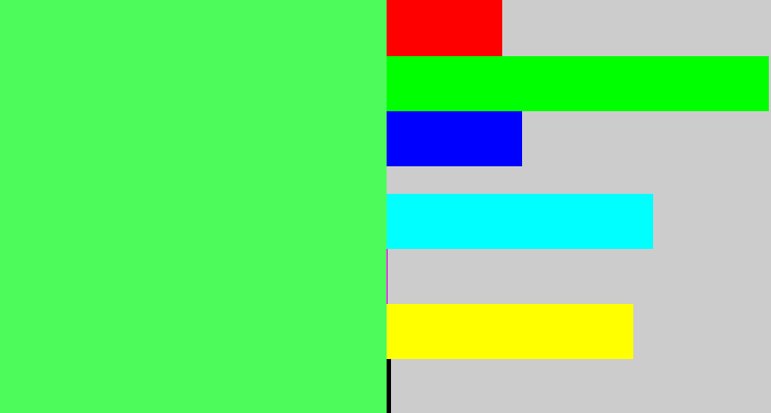 Hex color #4dfc5a - light neon green