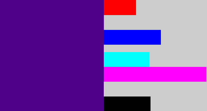 Hex color #4e018b - indigo