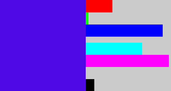 Hex color #4e07e5 - blue violet