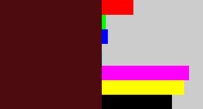 Hex color #4e0b0f - dried blood