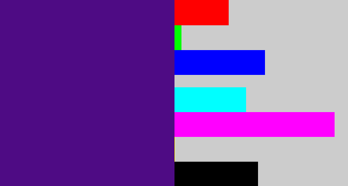 Hex color #4e0b84 - indigo