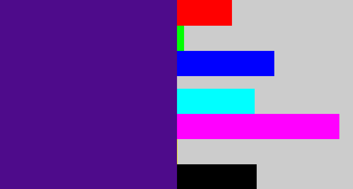 Hex color #4e0b8b - indigo