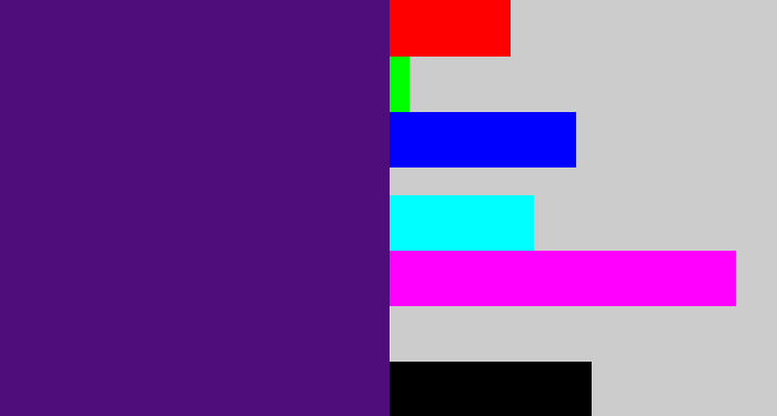 Hex color #4e0d7b - royal purple