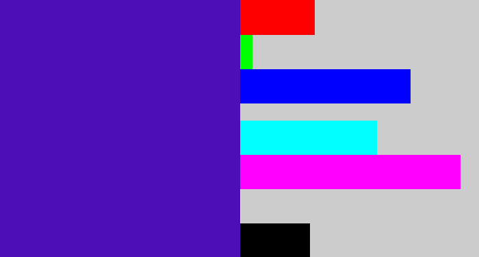 Hex color #4e0eb6 - violet blue