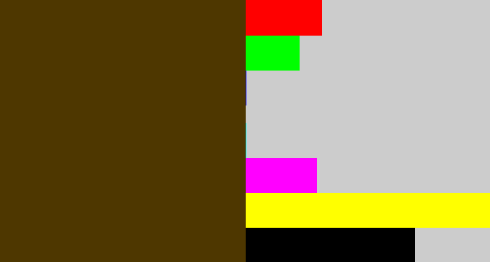 Hex color #4e3700 - brown