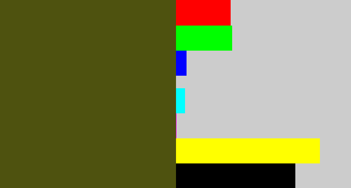 Hex color #4e520f - army green