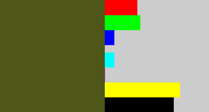 Hex color #4e5618 - army green