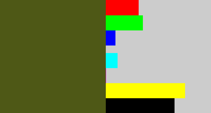 Hex color #4e5816 - army green