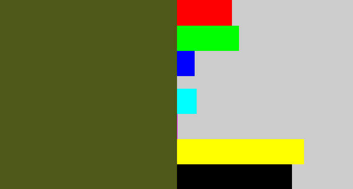 Hex color #4e5819 - army green
