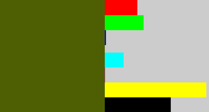 Hex color #4e5f03 - camouflage green