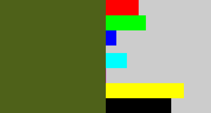Hex color #4e6119 - army green