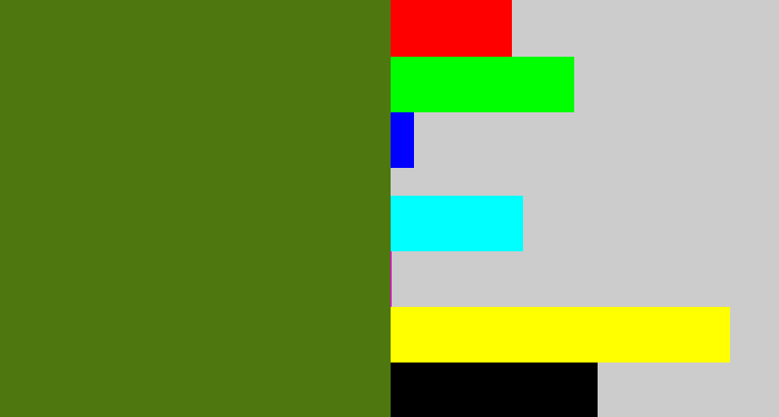 Hex color #4e770f - camouflage green