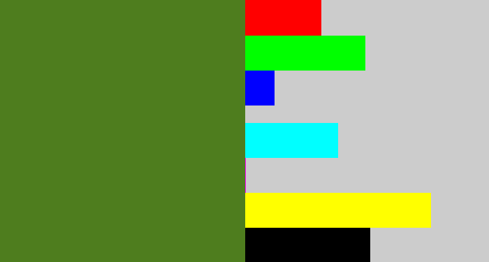 Hex color #4e7d1e - sap green
