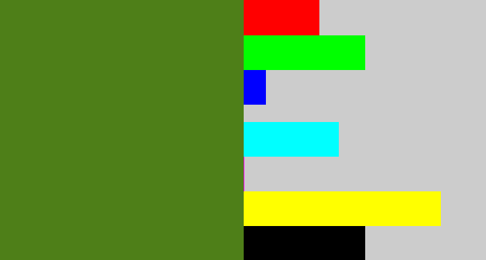 Hex color #4e7f18 - sap green