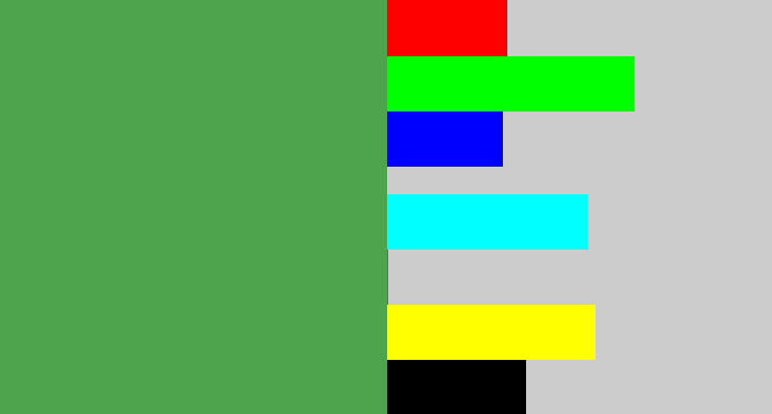 Hex color #4ea44c - mid green