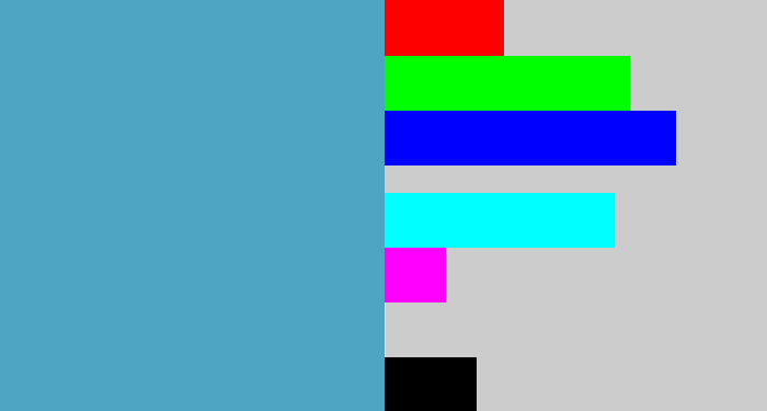 Hex color #4ea4c3 - faded blue