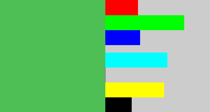 Hex color #4ebf54 - dark pastel green