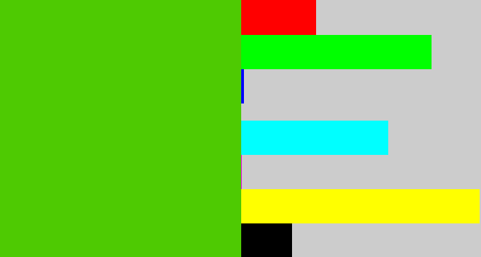 Hex color #4eca02 - frog green