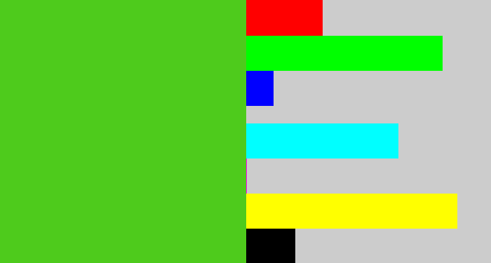 Hex color #4ecb1c - green apple