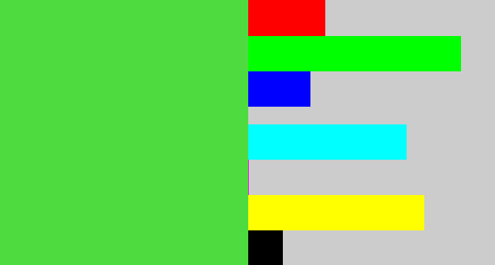Hex color #4edb3f - toxic green