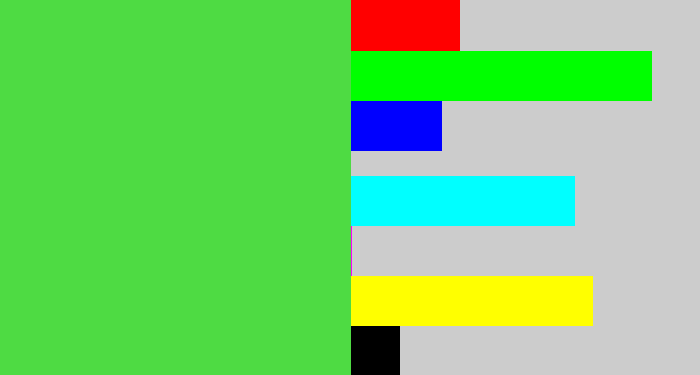 Hex color #4edb43 - fresh green
