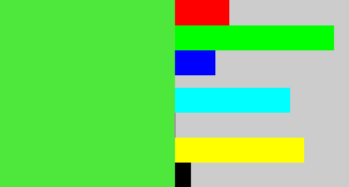 Hex color #4ee73b - toxic green